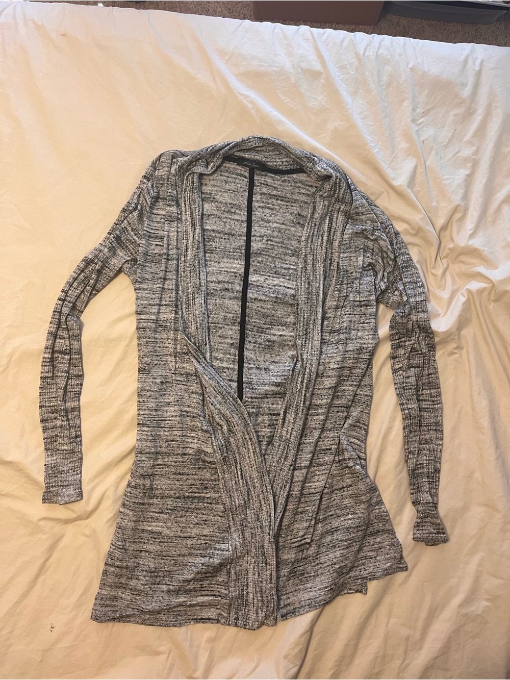 Laila Jayde Heather Gray Open-Front Drape Cardigan
